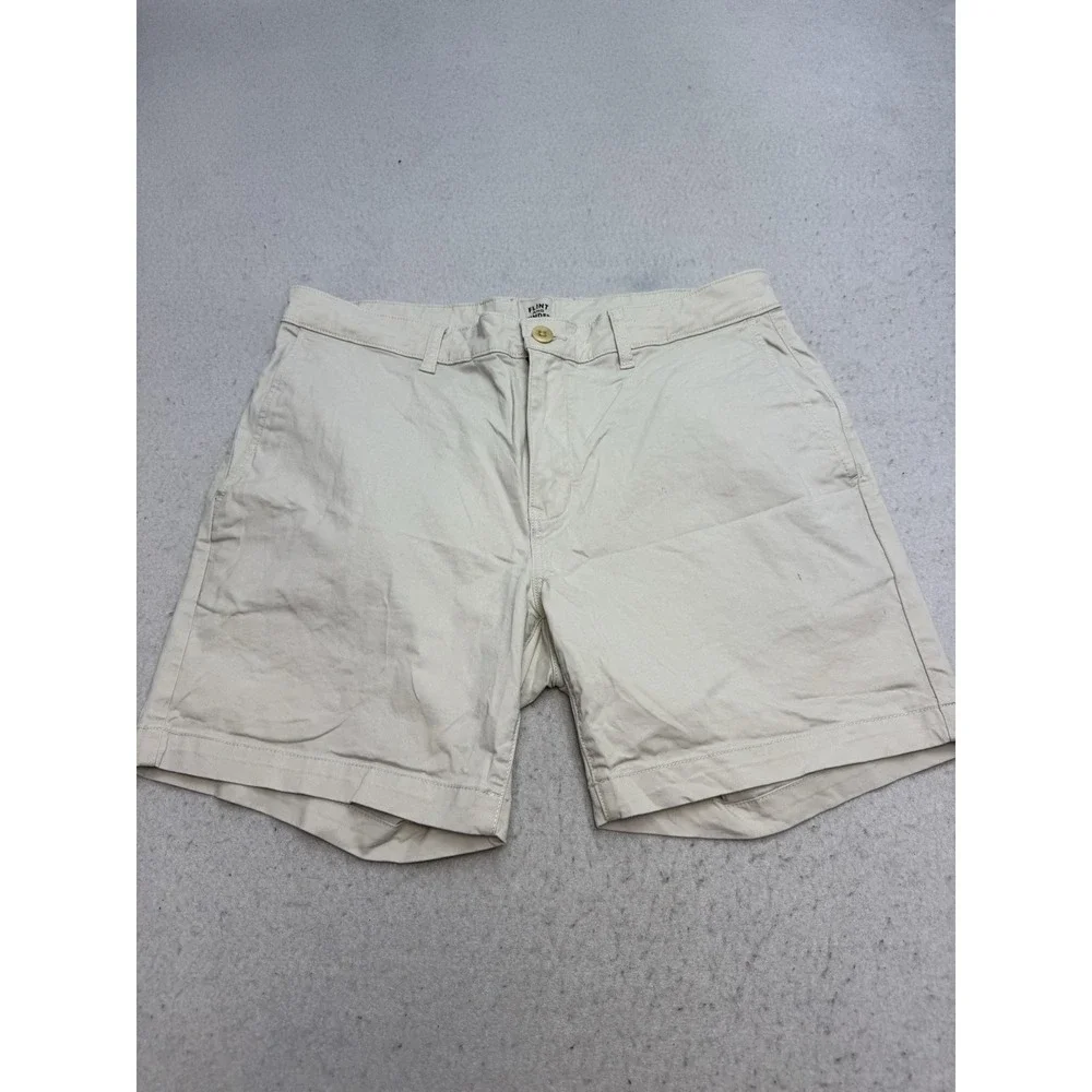 Flint And Tinder Shorts Mens 34 Beige Chino Canvas 7 Inseam Stretch Casual